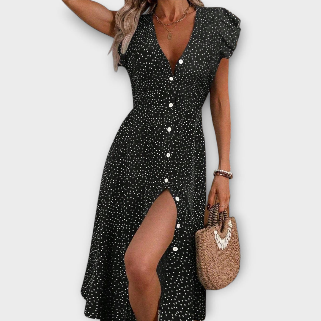 Schickes Polka-Dot-Midi-Kleid