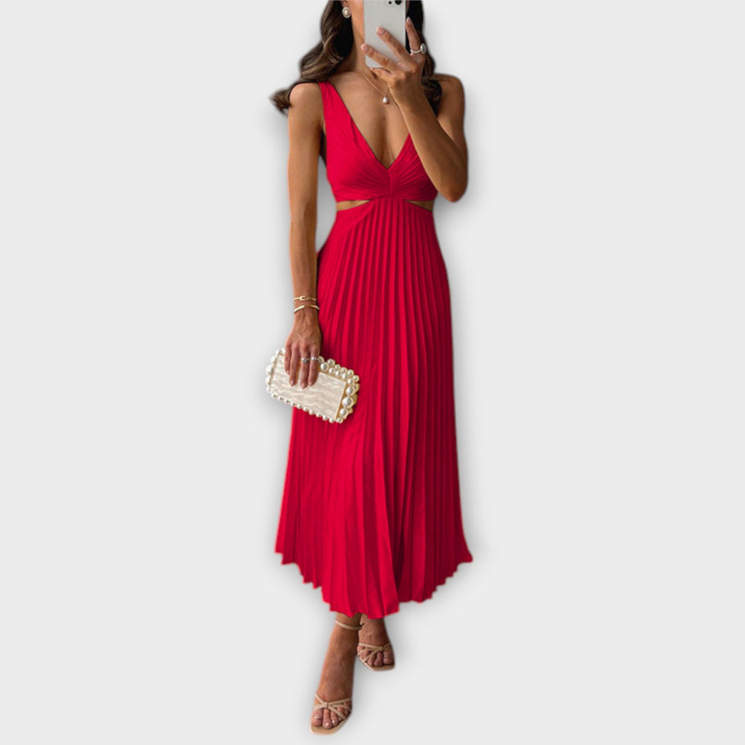 Elegantes Midi-Abendkleid mit Plissee