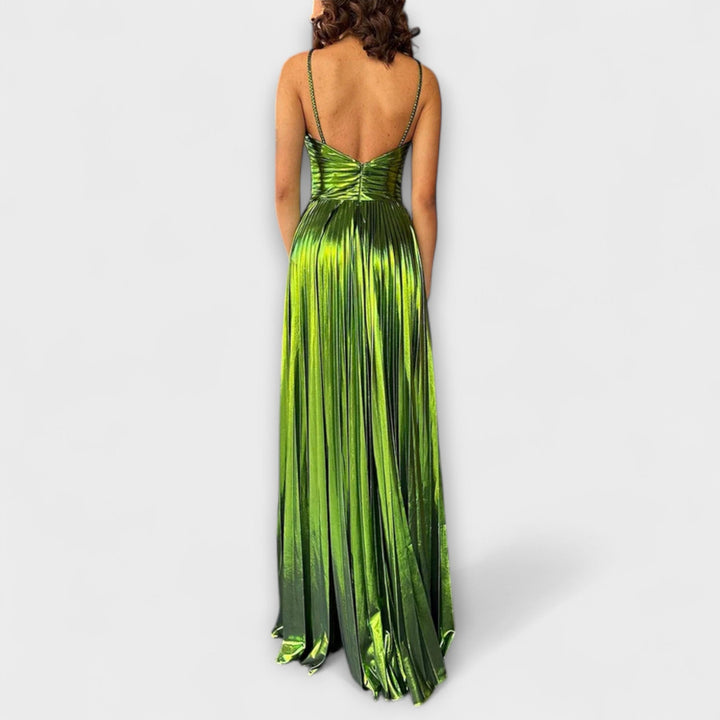 Maxikleid mit Metallic-Stoff