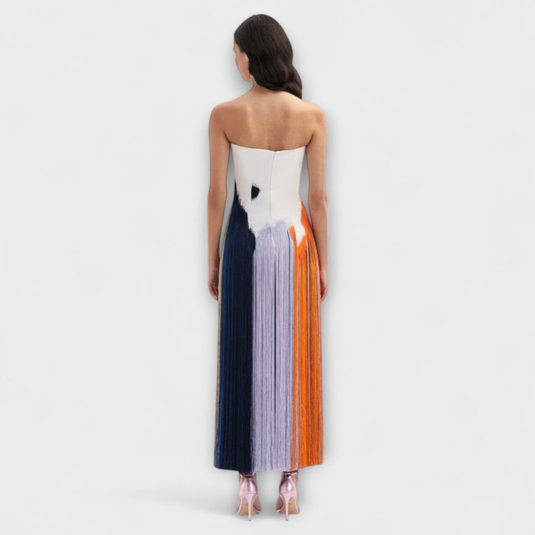 Summer - Schickes Colorblock-Kleid mit trendigen Quasten