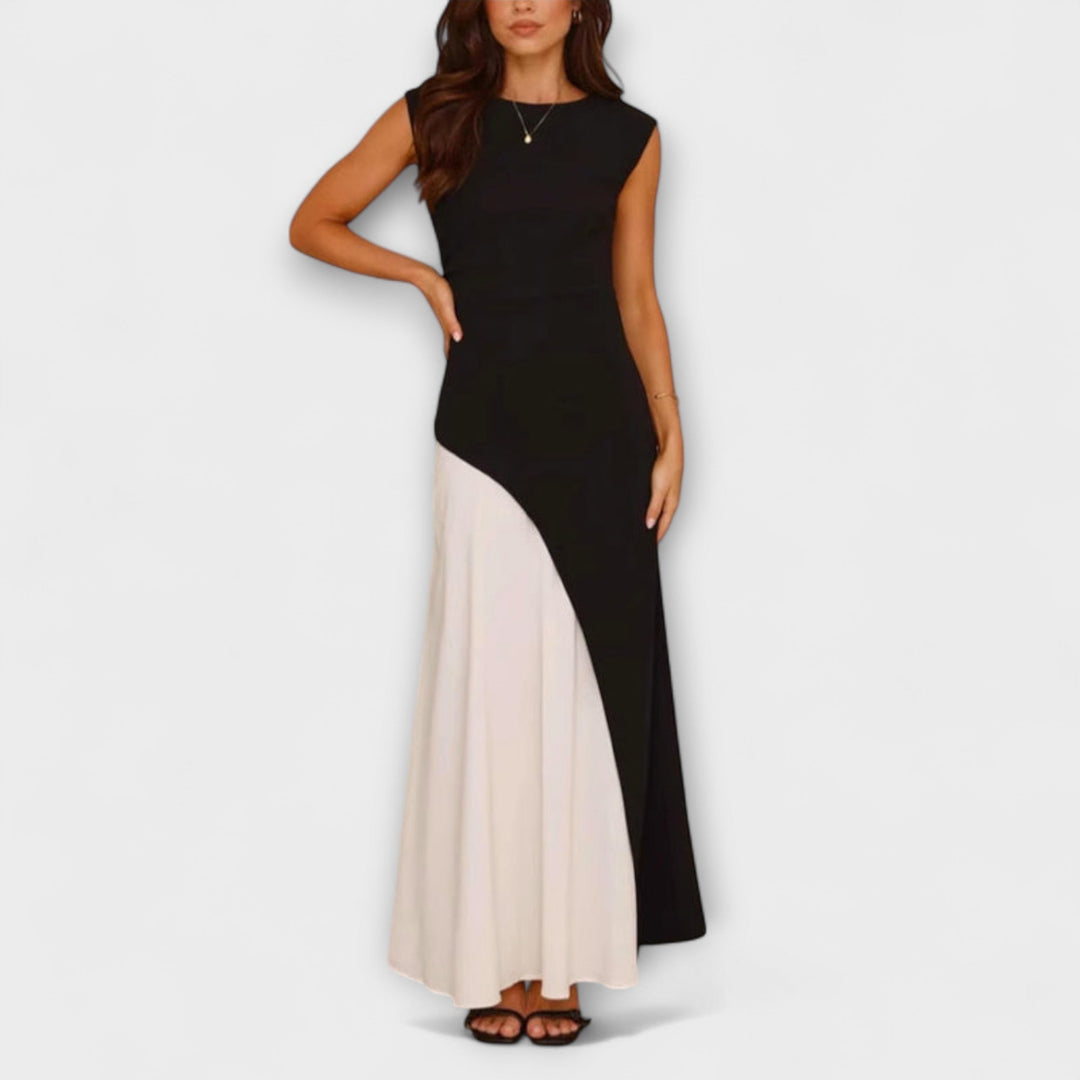 Isabel - Monochrome Farbblock Taillenkleid