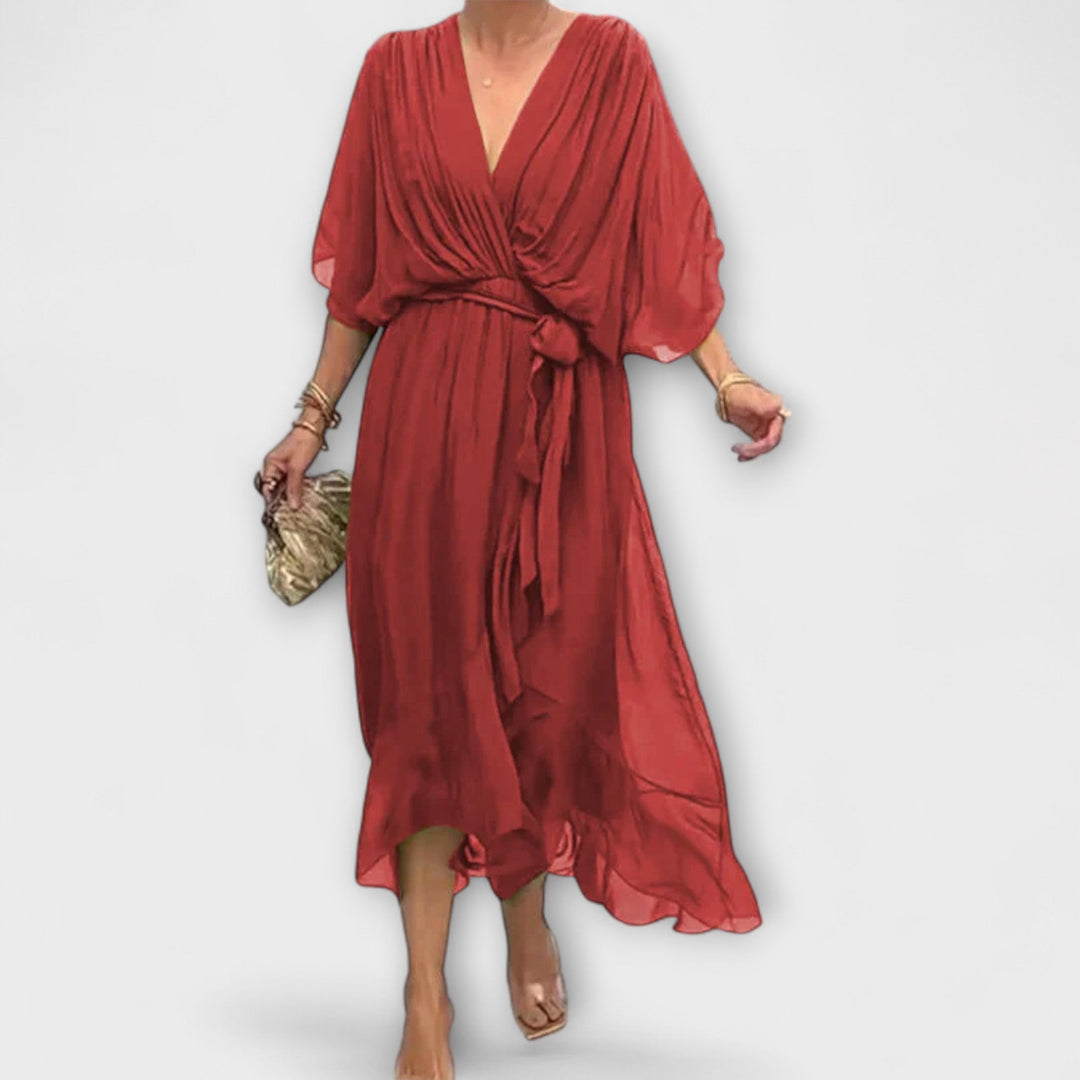 Amoura - Chiffonkleid mit V-Ausschnitt