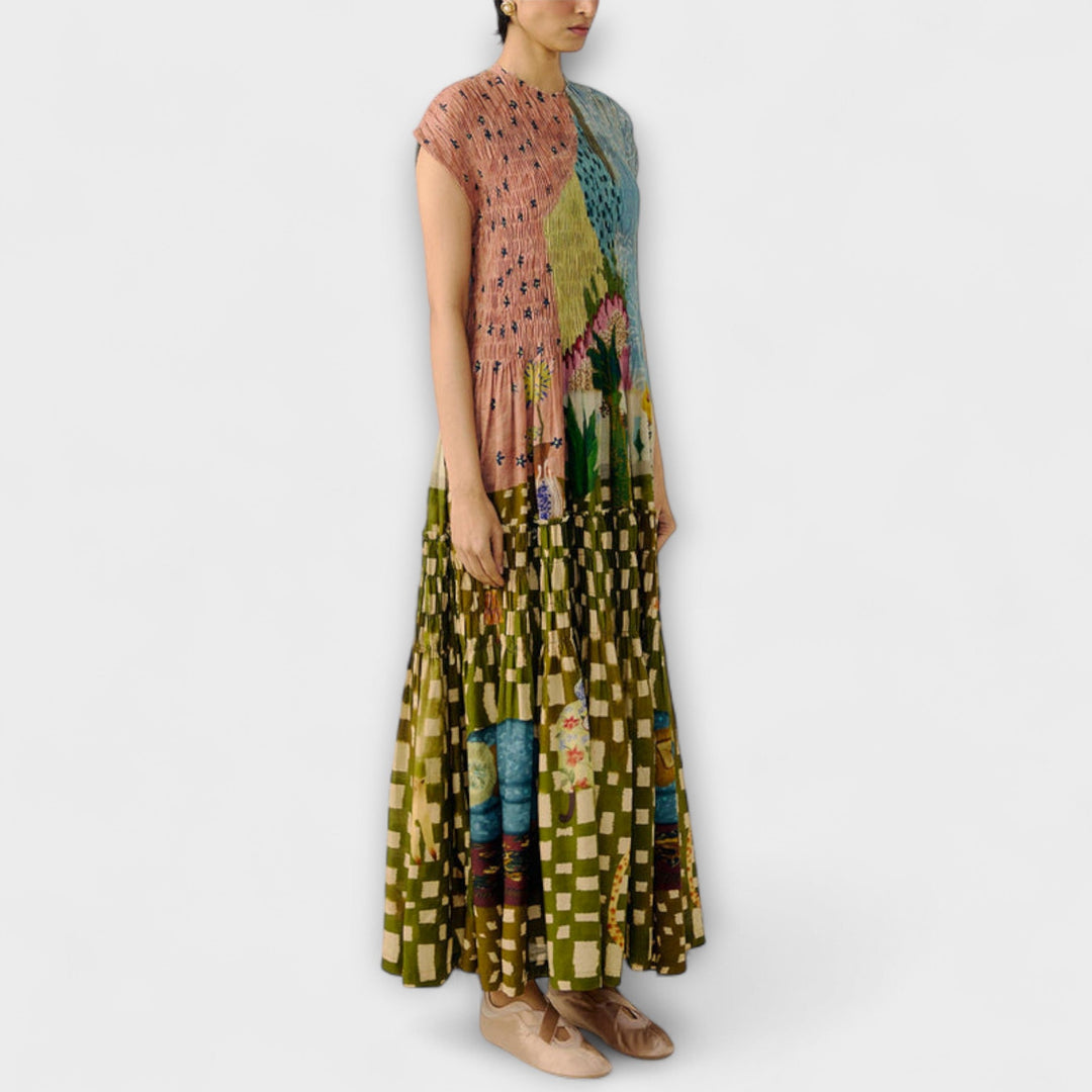 Amara - Plissiertes Kleid mit Animal-Print
