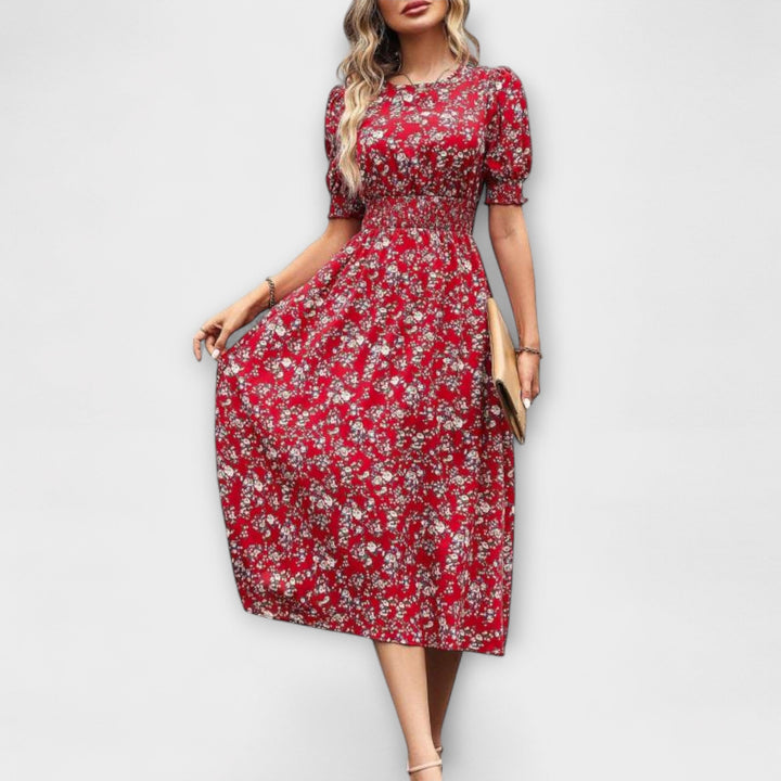 Amelia - Kleid mit Rundhalsausschnitt und Blumenmuster