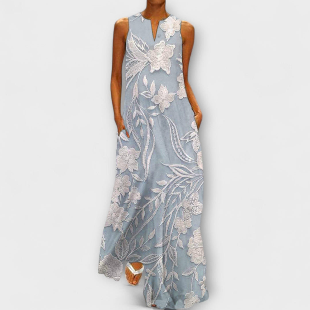 Camila – Botanisches Maxikleid Mit Print