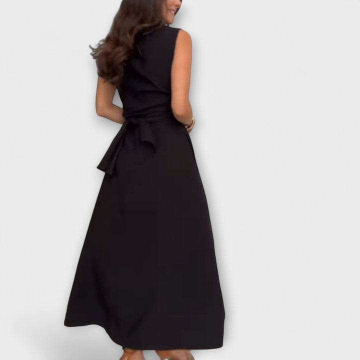 Mira - Auffälliges, einreihiges Midi-Kleid mit Bindedetail