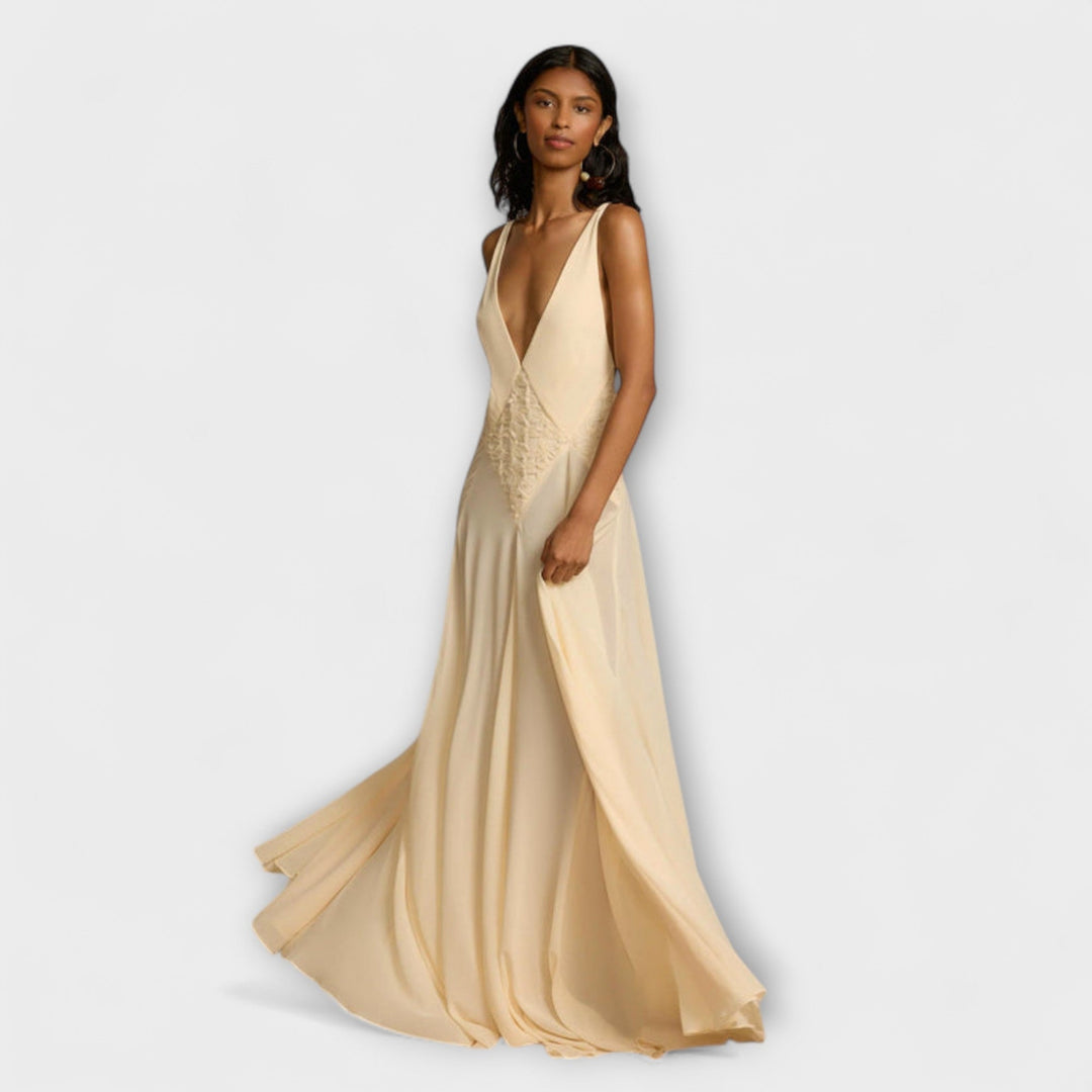 Lavinia - Maxikleid mit tiefem V-Ausschnitt