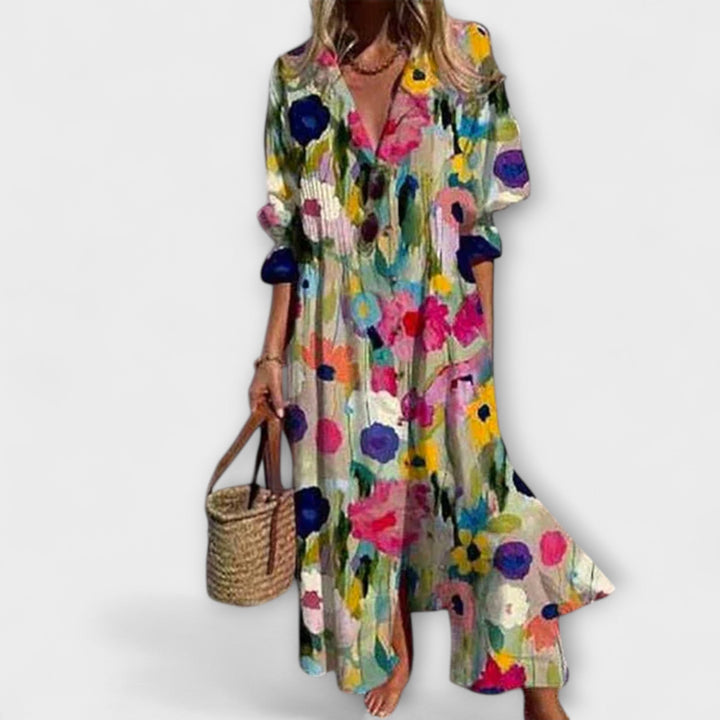 Lila - Schmeichelhaftes Maxikleid mit Bauchbedeckung