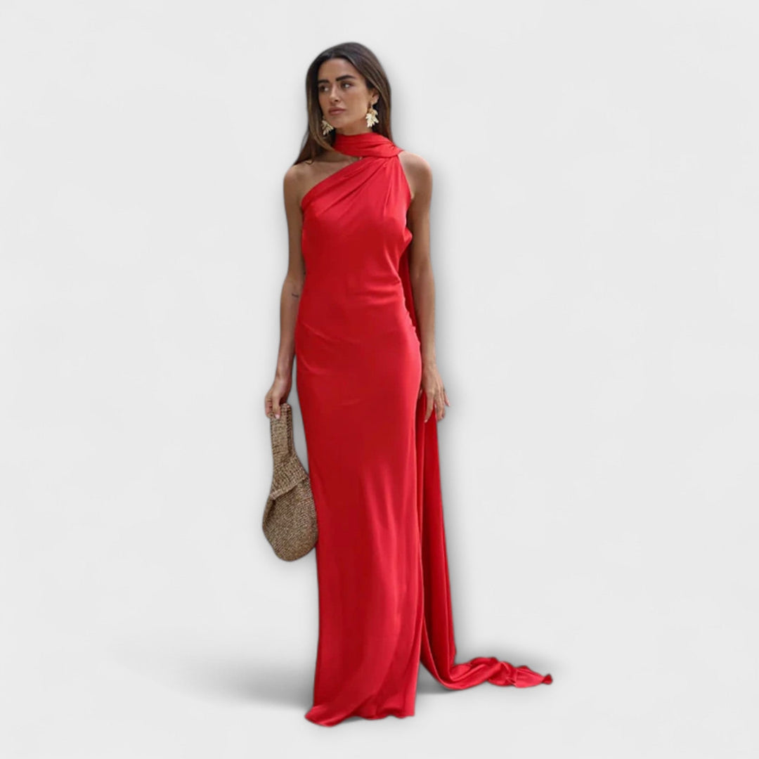 Schickes Off-Shoulder Halter Maxikleid