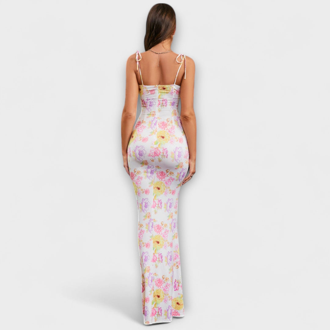 Thalia - Floral Print Prom Dress mit gebundenen Schulterträgern