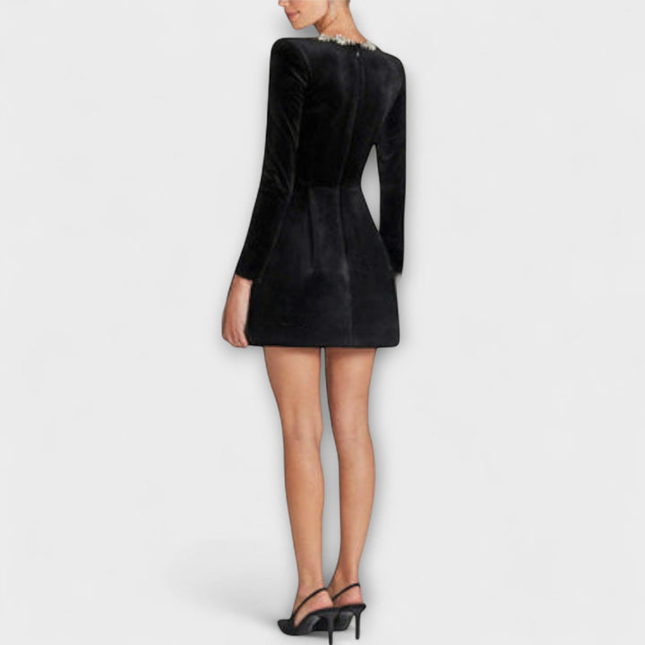 Wren - Samt-Mini-Kleid mit Juwelenverzierung