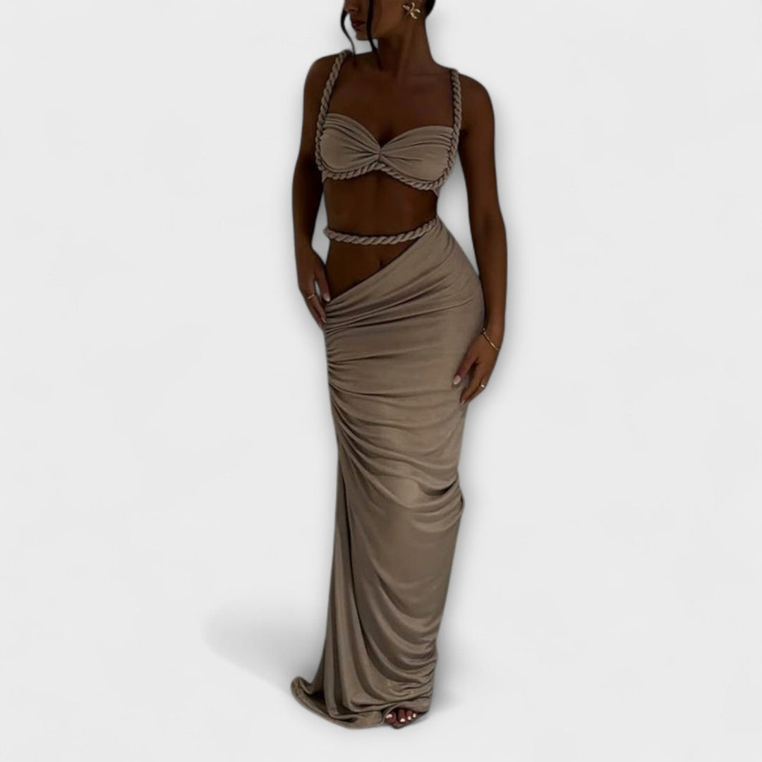 Jane - Schickes Gradient Zopf Crop Top & Overskirt Duo