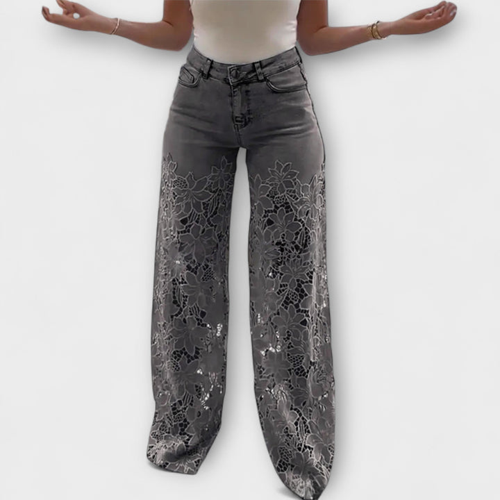 Trendige Spitzen-Patchwork-Jeans